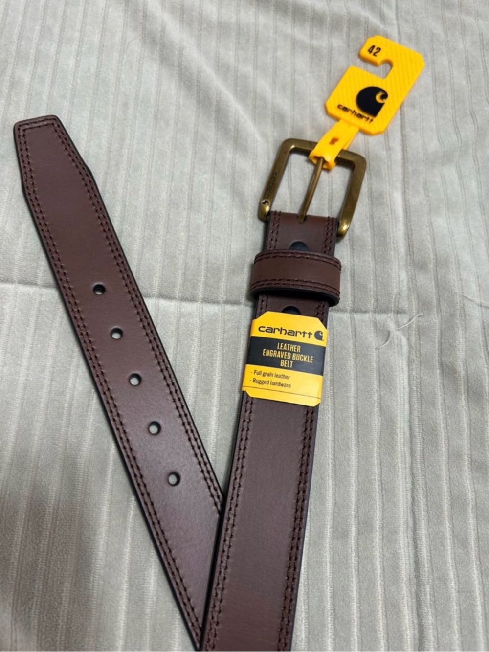 NWT Men's Carhartt Brown Leather Belt, Size 42